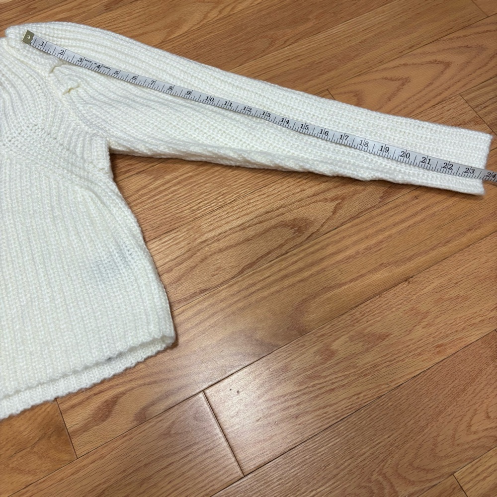 Preppy Coastal Anthropologie Current Air Puff Sleeve Cardigan - Picture 10 of 13